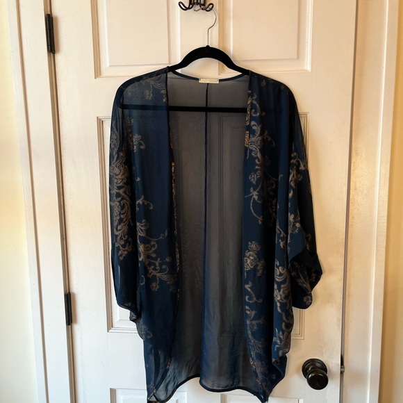 Navy Blue Sheer Shawl - Picture 6 of 6